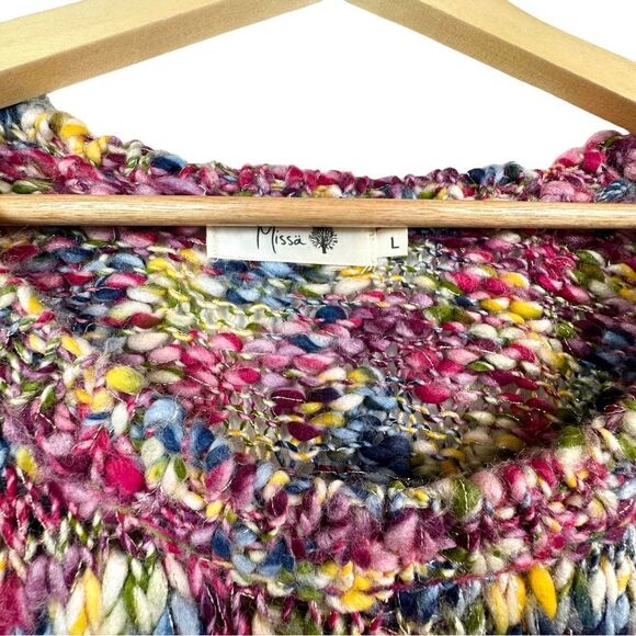 Missa Chunky Knit Rainbow Colorful Scoop Neck Pull Over Sweater L - Picture 5 of 7